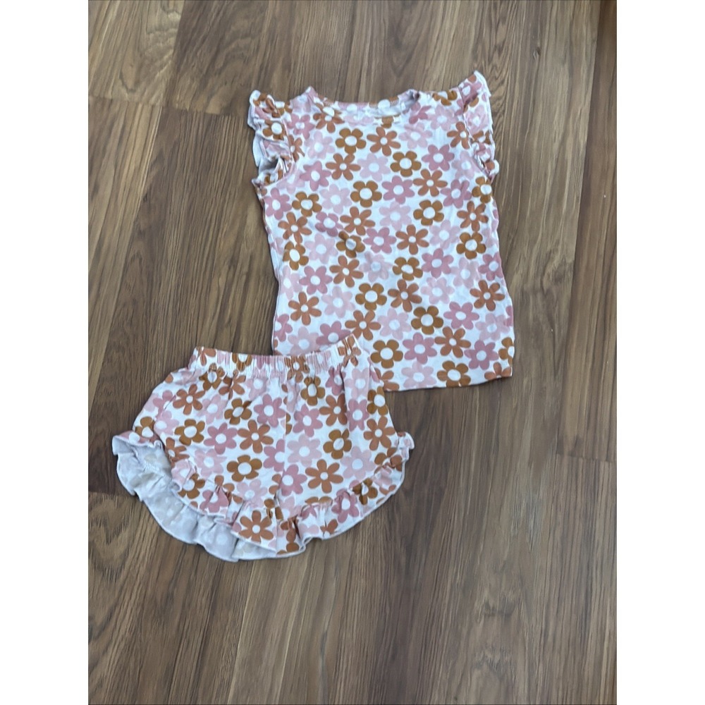 Little Pajama Baby Girls 18-24 Months Daisy 2Pc Pajamas Shorts Top Bamboo